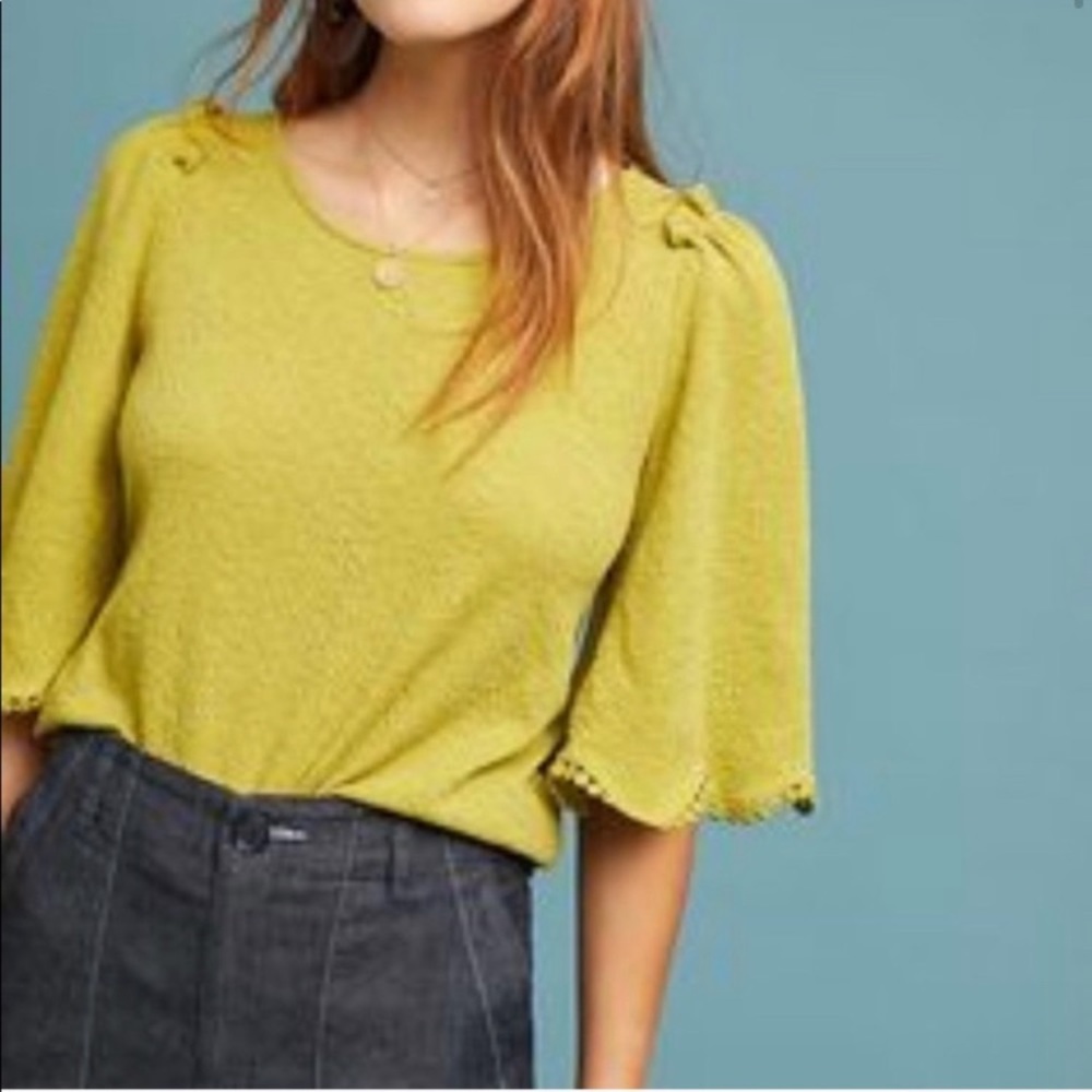 Anthropologie Sunday in Brooklyn Chartreuse Top